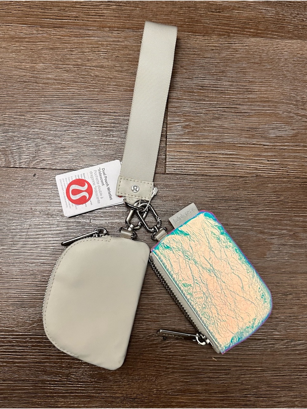 lululemon athletica Beige Wristlet with Iridescent Accent Pouch